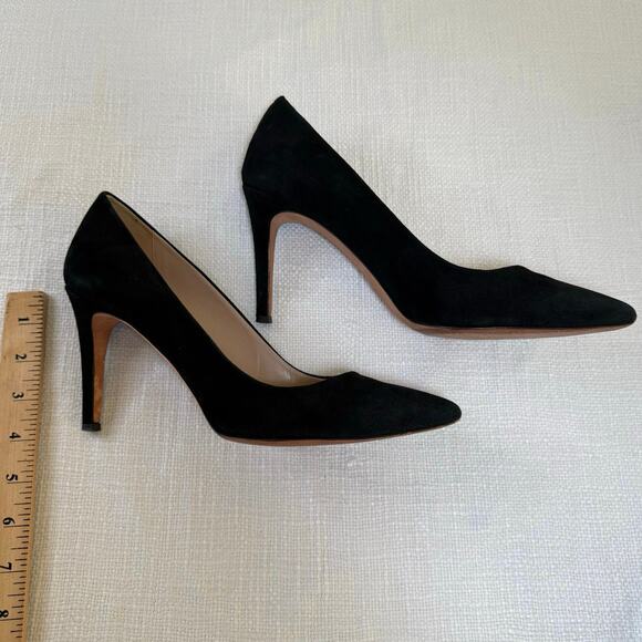 J.Crew Black Suede Pointed Toe Pumps • Made in Italy • Size 10 • Classic Heel - Picture 7 of 11